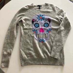Aqua cashmere skull sweater size small